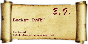 Becker Ivó névjegykártya